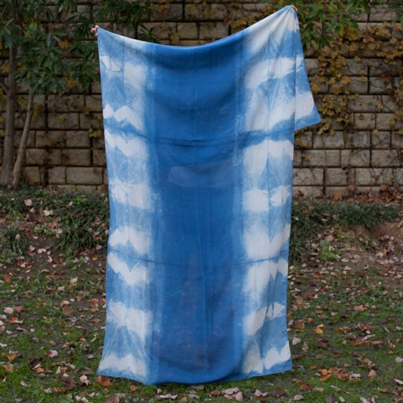 Indigo Shibori silk scarf/shawl/wrap - Picture 3 of 8